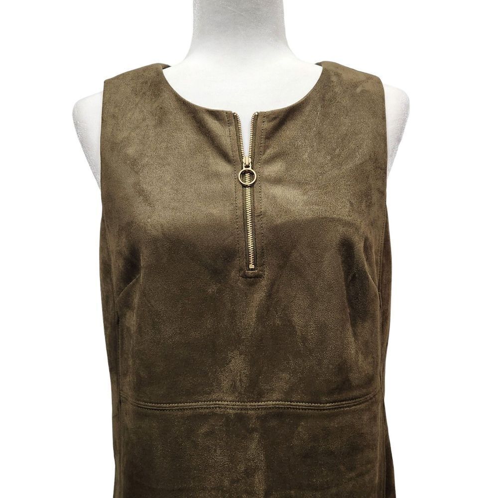 Adrianna Papell Faux Scuba Suede Sleeveless Shift Dress, 8 - Picture 4 of 9